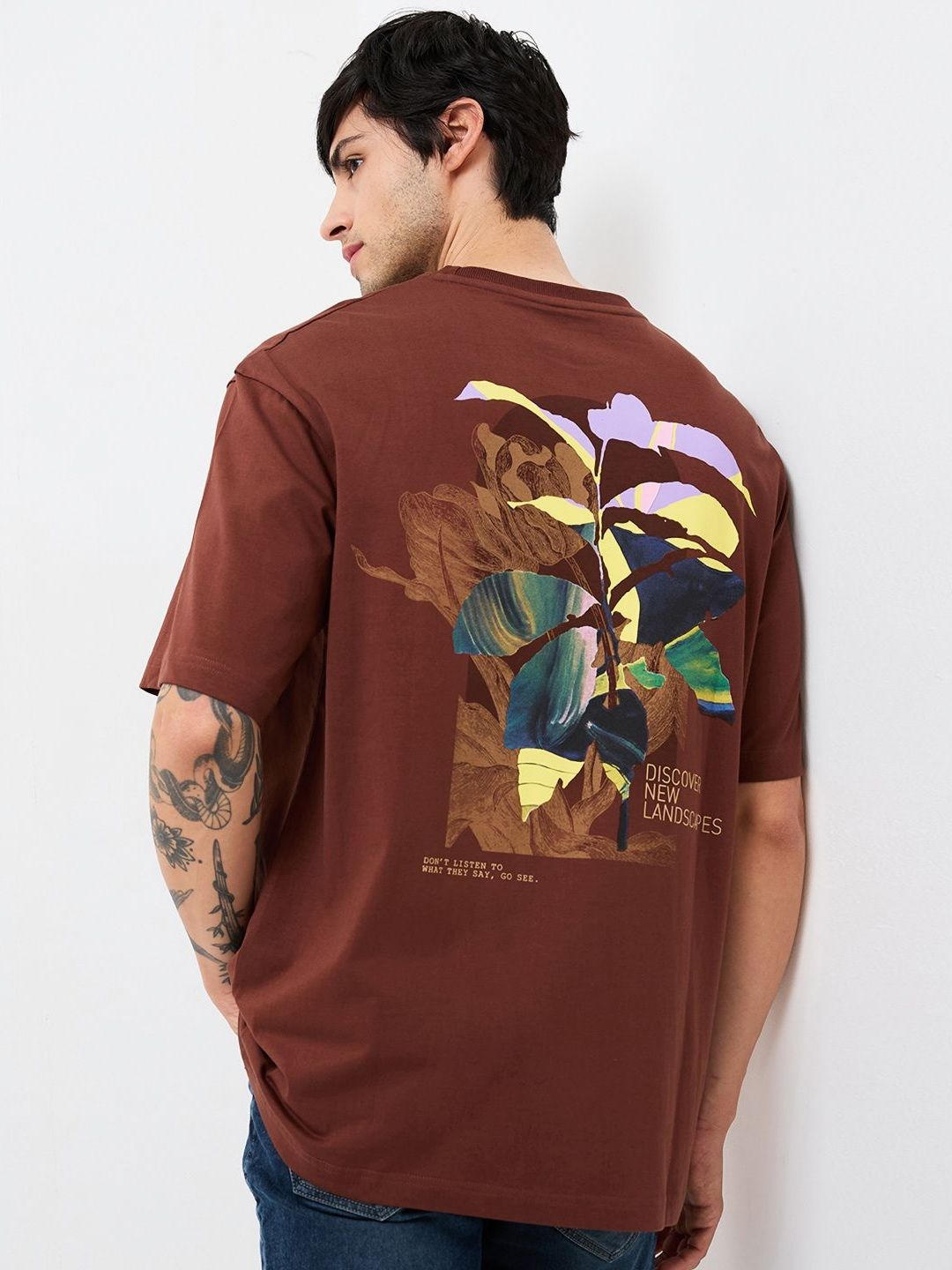 SPYKAR Men Typography Printed Round Neck Cotton Relaxed Fit T-shirt
