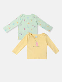 Nauti Nati Girls Pack Of 2 Bio Finish Graphic Printed Round Neck Cotton T-shirts