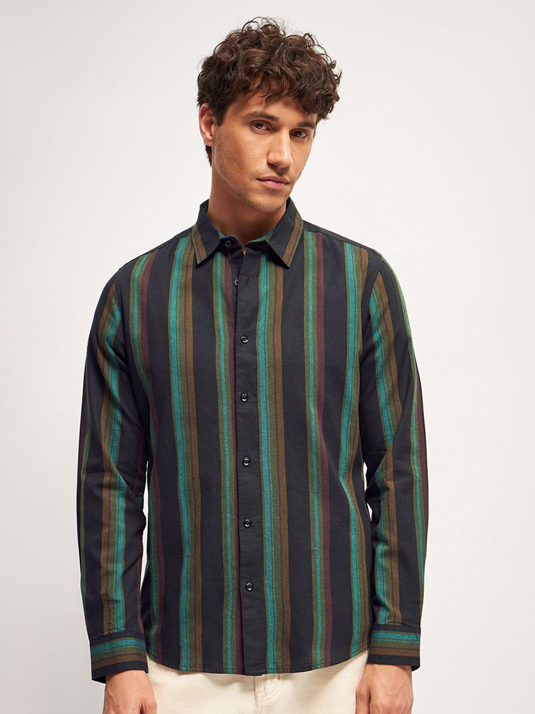 THE BEAR HOUSE Men Multi Striped Slim Fit Casual Shirt