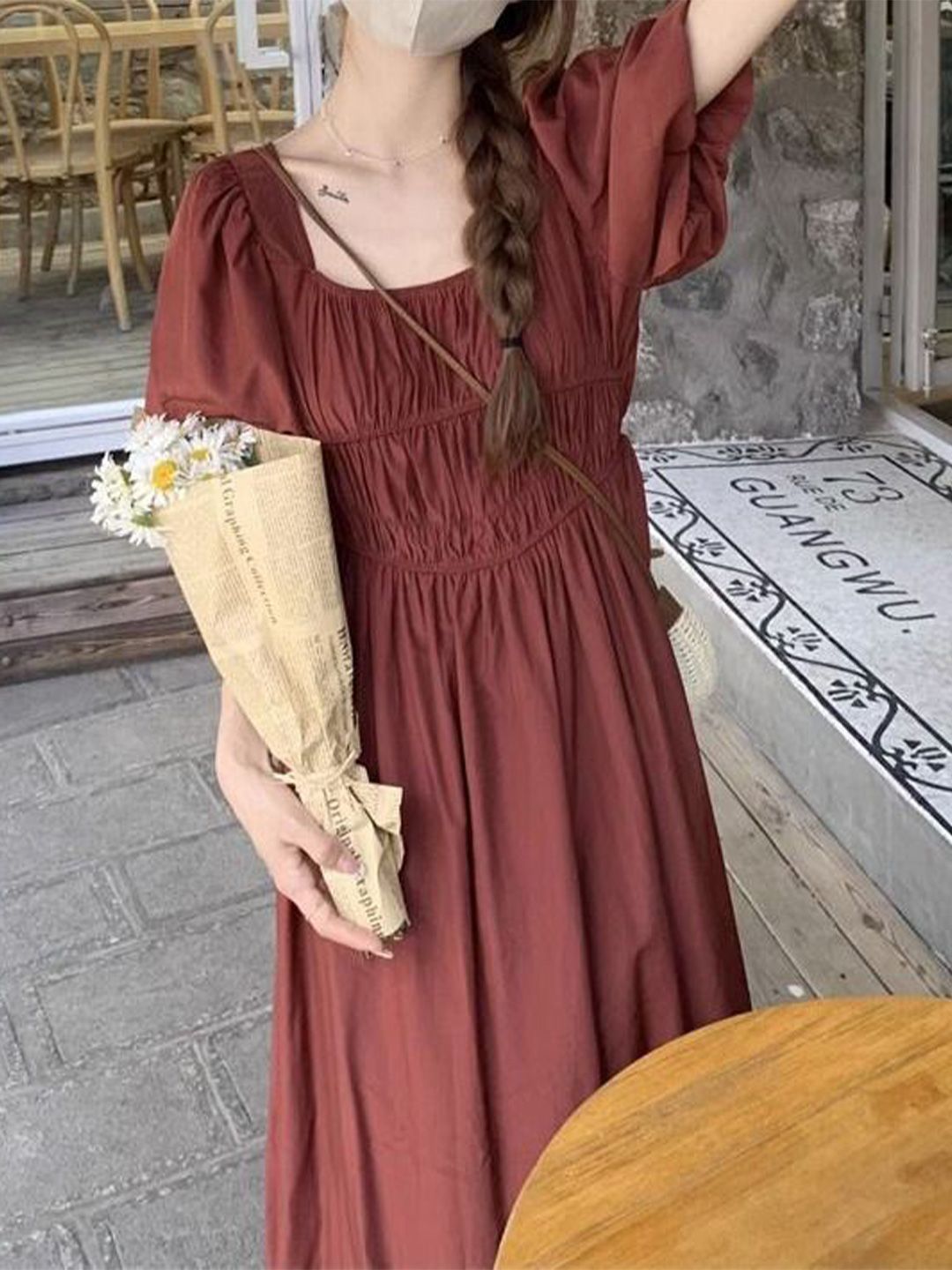 all about you Women Fit & Flare Ruched Maxi Dress