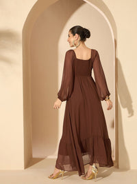 Antheaa Women Embellished Ruffles Maxi Dress