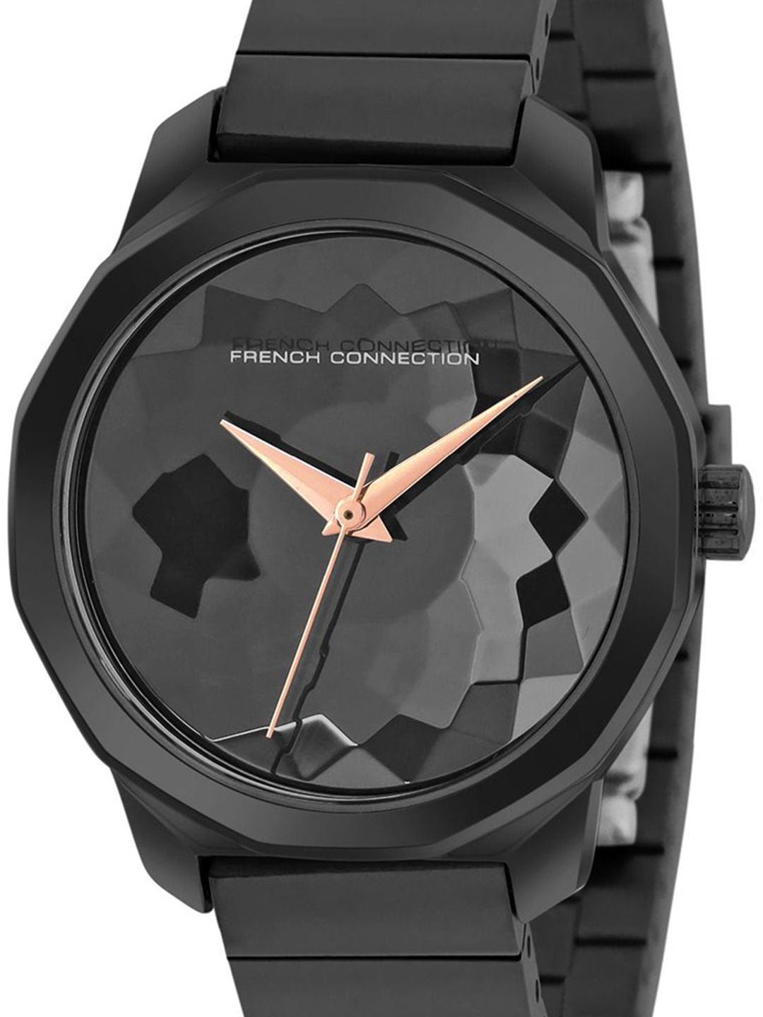 Sambungan Perancis Wanita Bercetak Dial & Tali Keluli Tahan Karat Analog Watch - FCH2BM