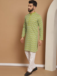 Anouk Ethnic Motifs Embroidered Regular Thread Work Pure Cotton Kurta with Churidar