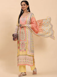 Mamicha Women Floral Printed Regular Pure Cotton Kurta with Palazzos & With Dupatta