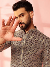 Anouk Geometric Embellished Sequinned Cotton Straight Kurta