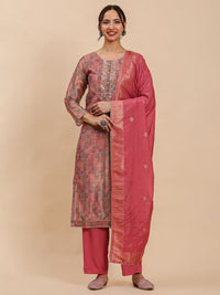 Mamicha Women Self Design Round Neck Kurti With Trousers And Dupatta