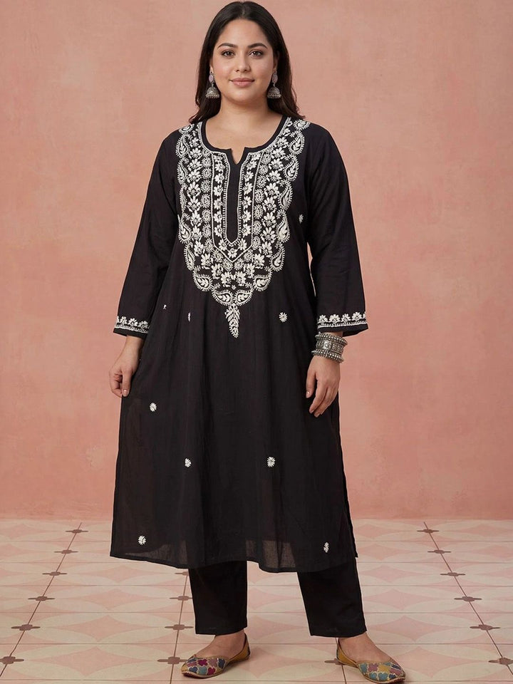 Kurta Sulam Benang Sulam Wanita Rumah Chikankari