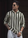Powerlook Men Striped Polo Collar Pure Cotton Relaxed Fit T-shirt