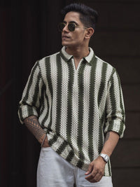 Powerlook Men Striped Polo Collar Pure Cotton Relaxed Fit T-shirt