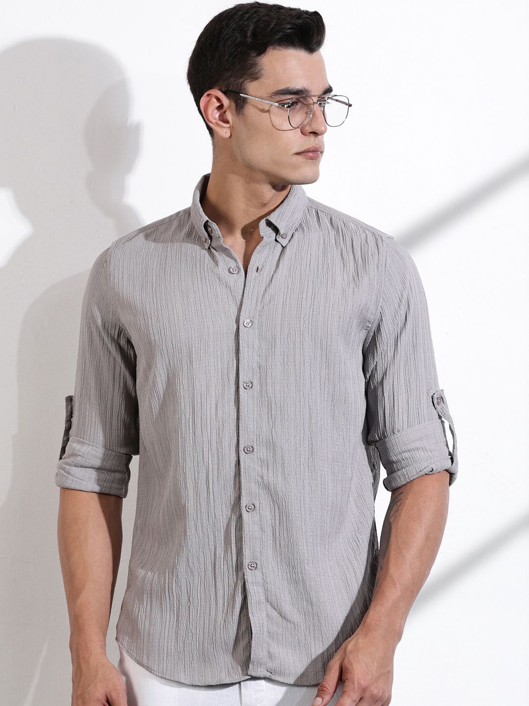 Thomas Scott Men Classic Slim Fit Opaque Casual Shirt