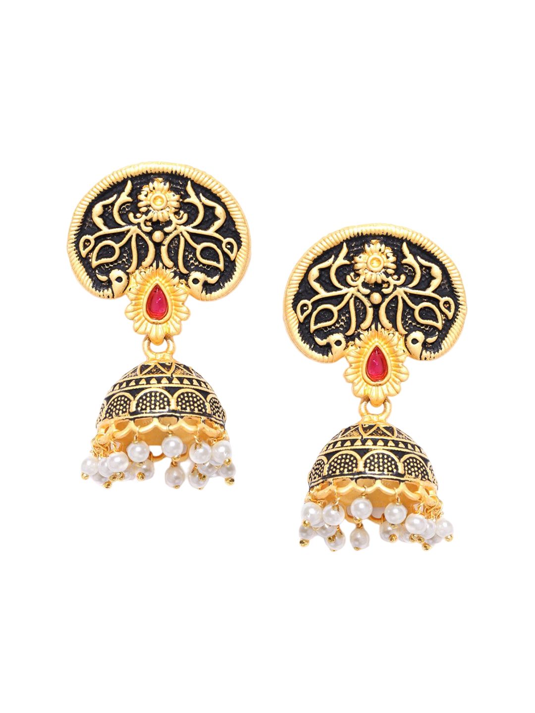 Anting-anting Jhumkas Kontemporari Anouk Mutiara Saduran Emas