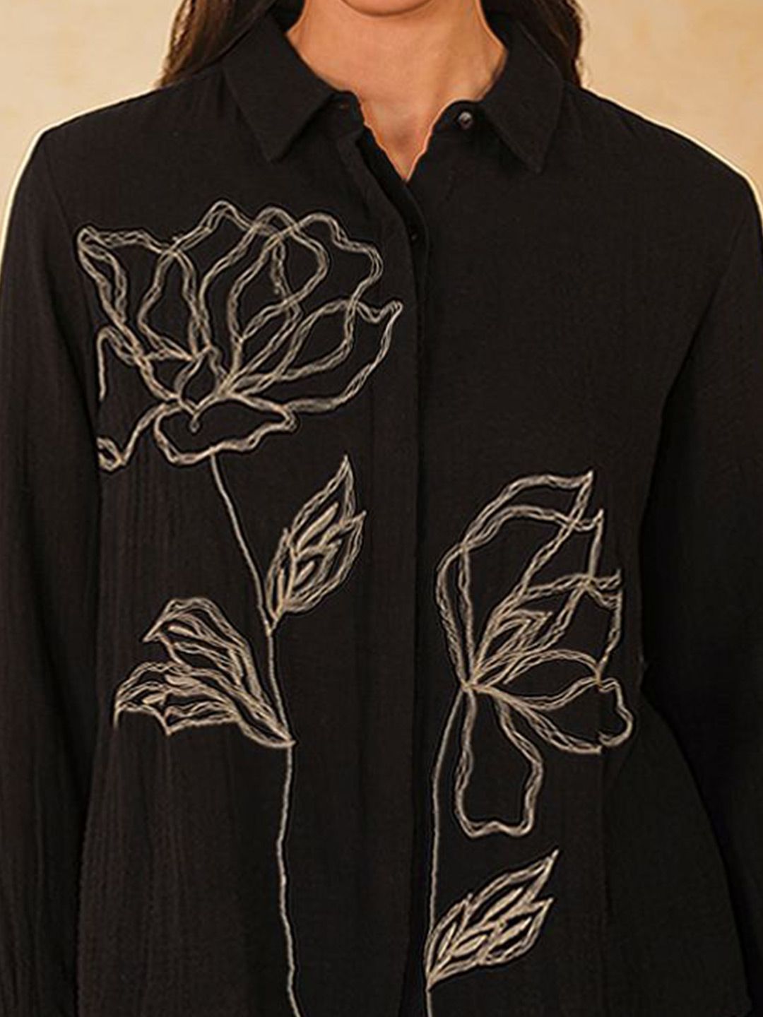 AND Mandarin Collar Cotton Top