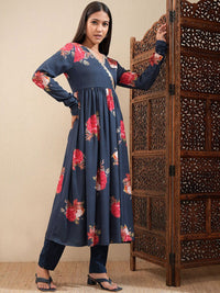 Vishudh Floral Printed Thread Work Anarkali Kurta