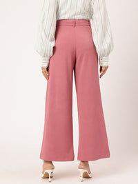 DressBerry Women Power Play High-Rise Pleated Flared Formal Trousers