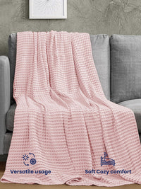 URBAN SPACE Waffle Pink Checked Cotton AC Room 150 GSM Double Bed Blanket