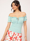 DressBerry Fairycore Ruffle Ramble Off-Shoulder Fitted Top