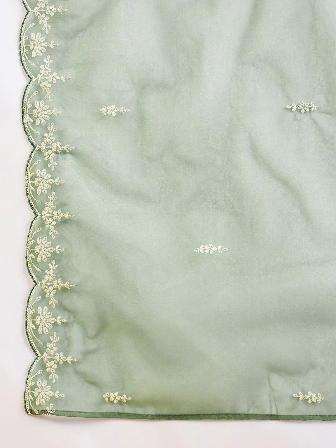 Indo Era Floral Embroidered Straight Kurta With Trousers & Dupatta