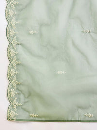 Indo Era Floral Embroidered Straight Kurta With Trousers & Dupatta