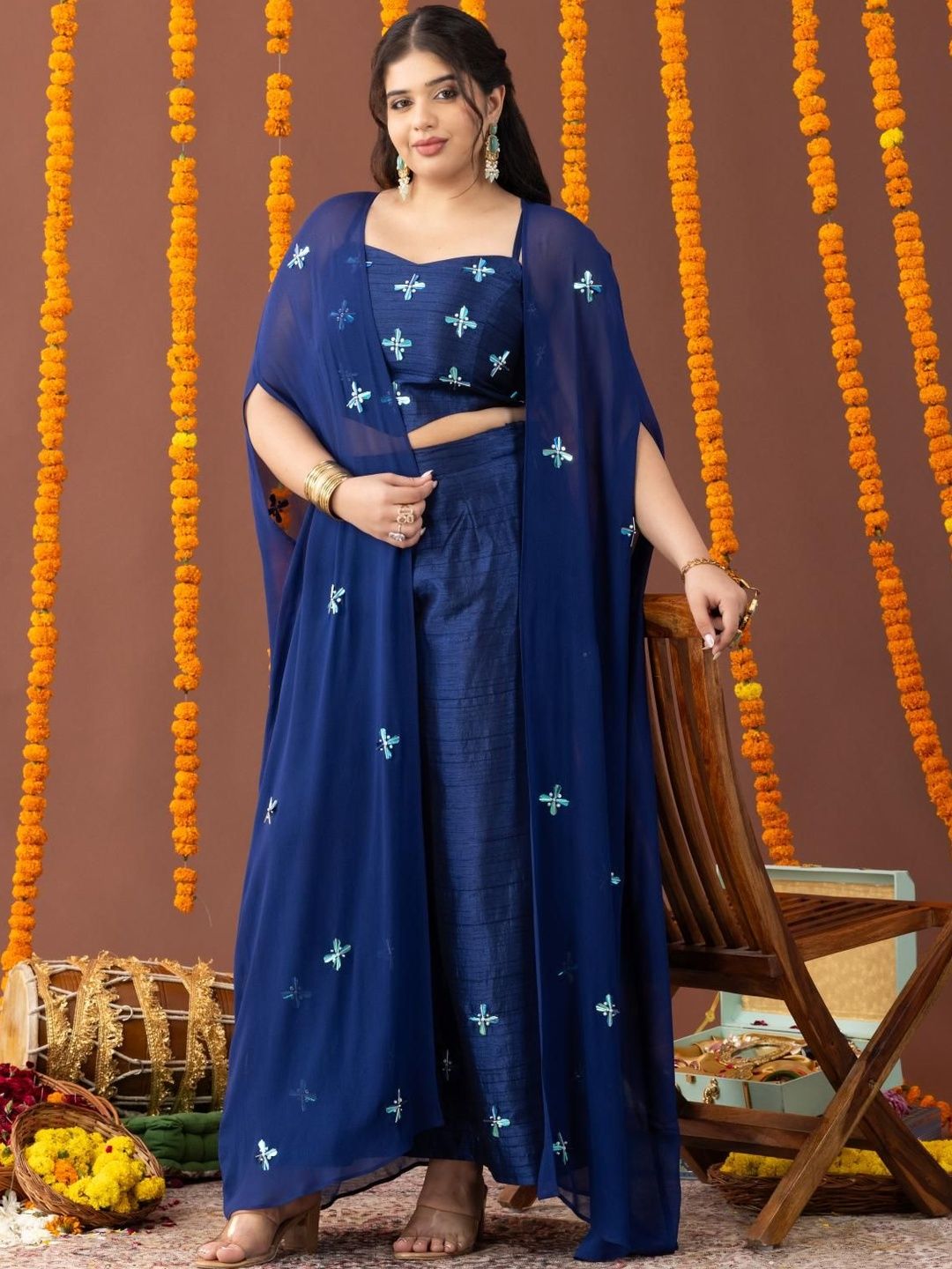 Mamicha Embroidered Shoulder Straps Top & Trousers Co-Ords