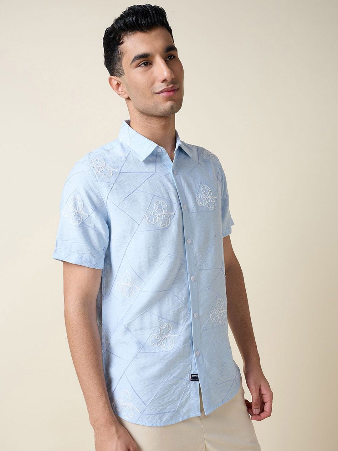 Thomas Scott Men Embroidered Regular Fit Casual Shirt