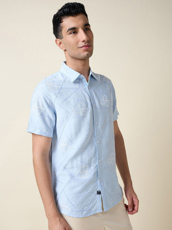 Thomas Scott Men Embroidered Regular Fit Casual Shirt