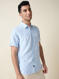 Thomas Scott Men Embroidered Regular Fit Casual Shirt