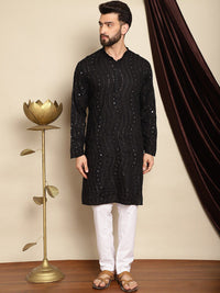 Anouk Men Ethnic Motifs Embroidered Regular Mirror Work Pure Cotton Kurta With Pyjama