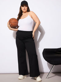 SASSAFRAS Curve Women Plus Size Mid-Rise Straight Fit Trousers