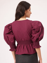 DressBerry Smocked Cinched Waist Top