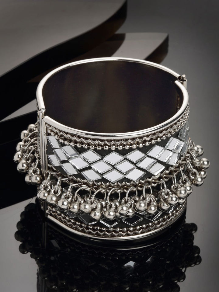 Anouk Silver-Plated Artificial Beaded Cuff Bracelet