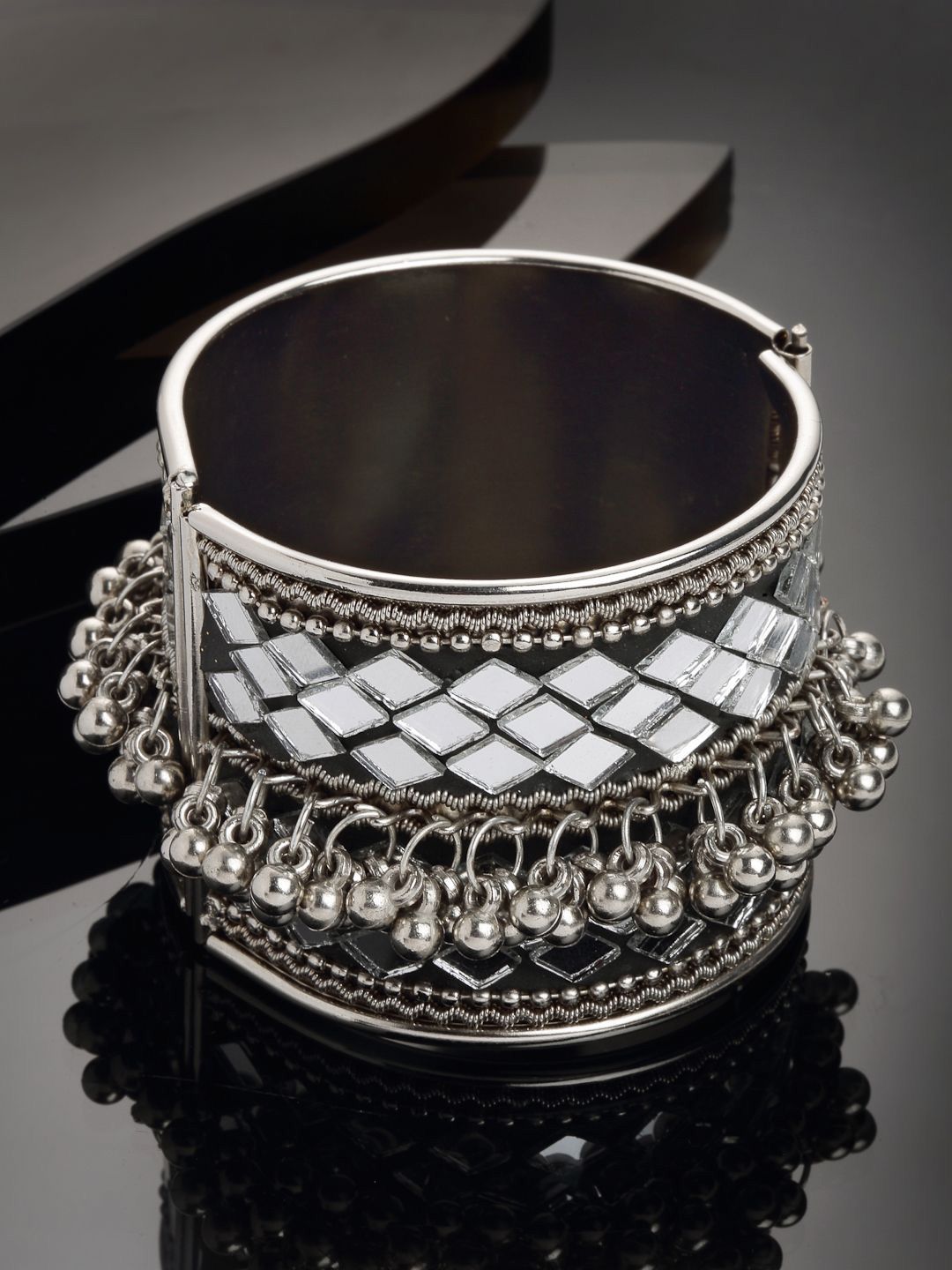 Anouk Silver-Plated Artificial Beaded Cuff Bracelet