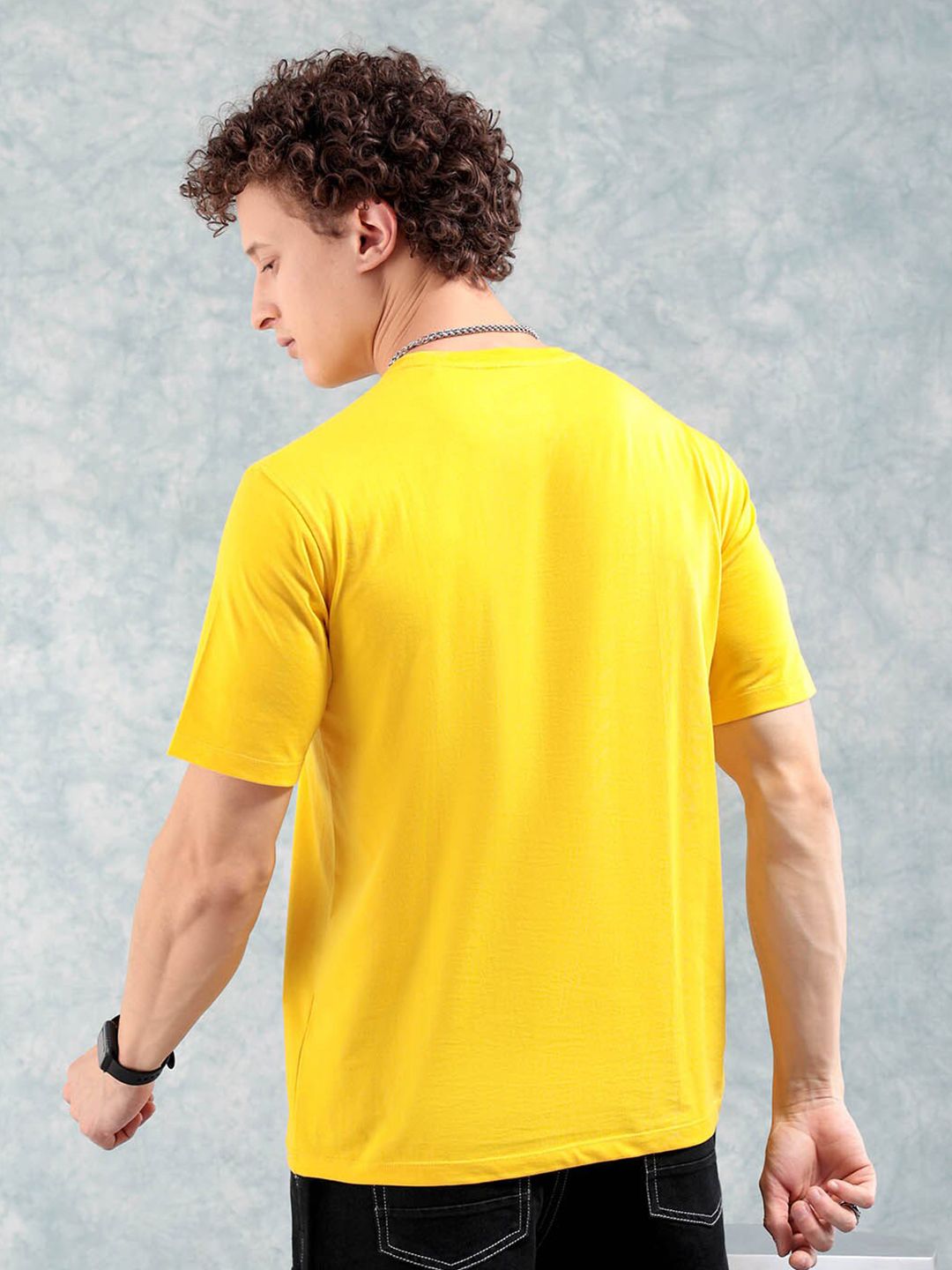 The Indian Garage Co Yellow Round Neck Short Sleeves Regular T-shirt