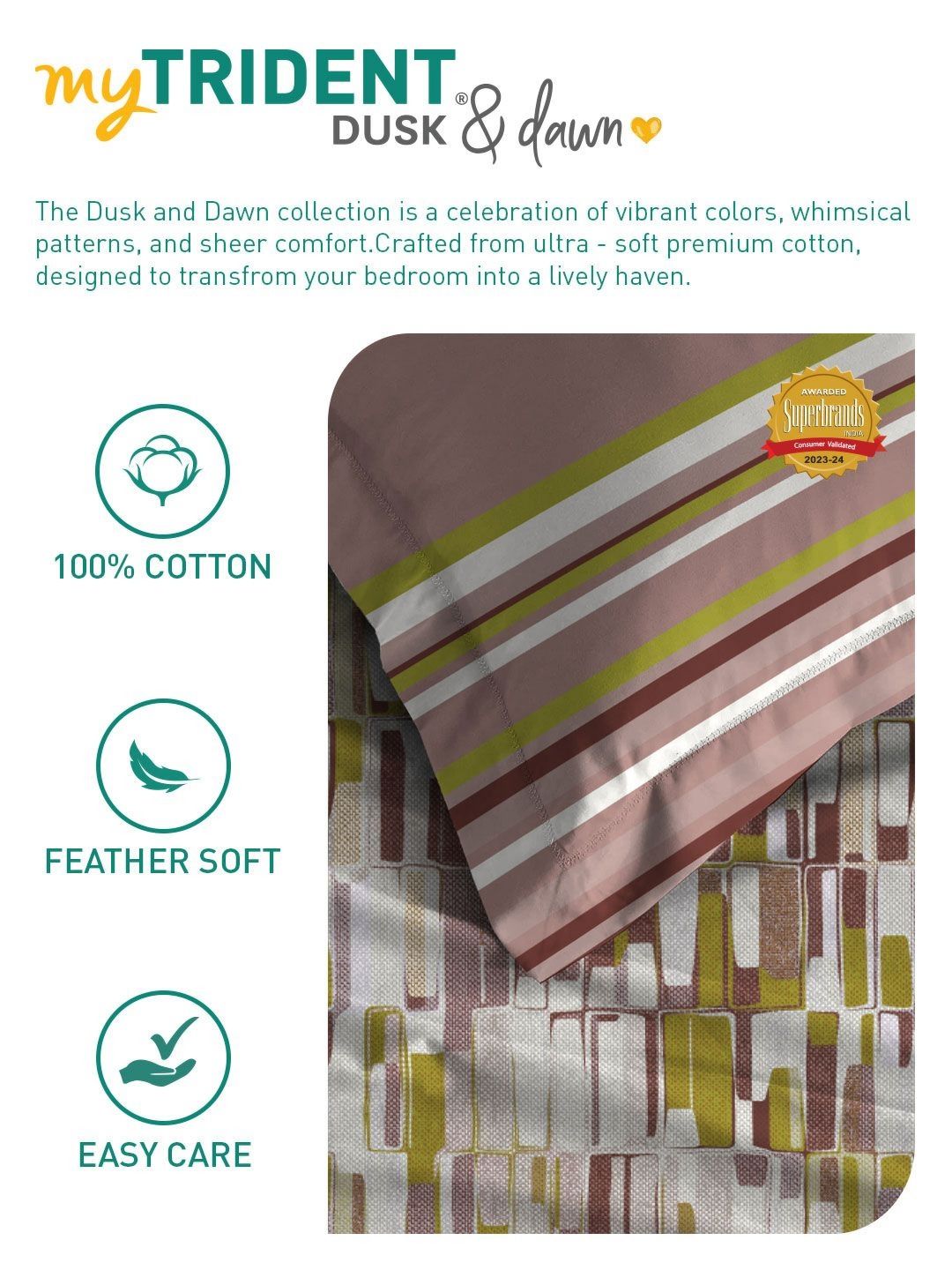TRIDENT Crossroads Red Dusk & Dawn Flat 144TC King Cotton Bedsheet Set