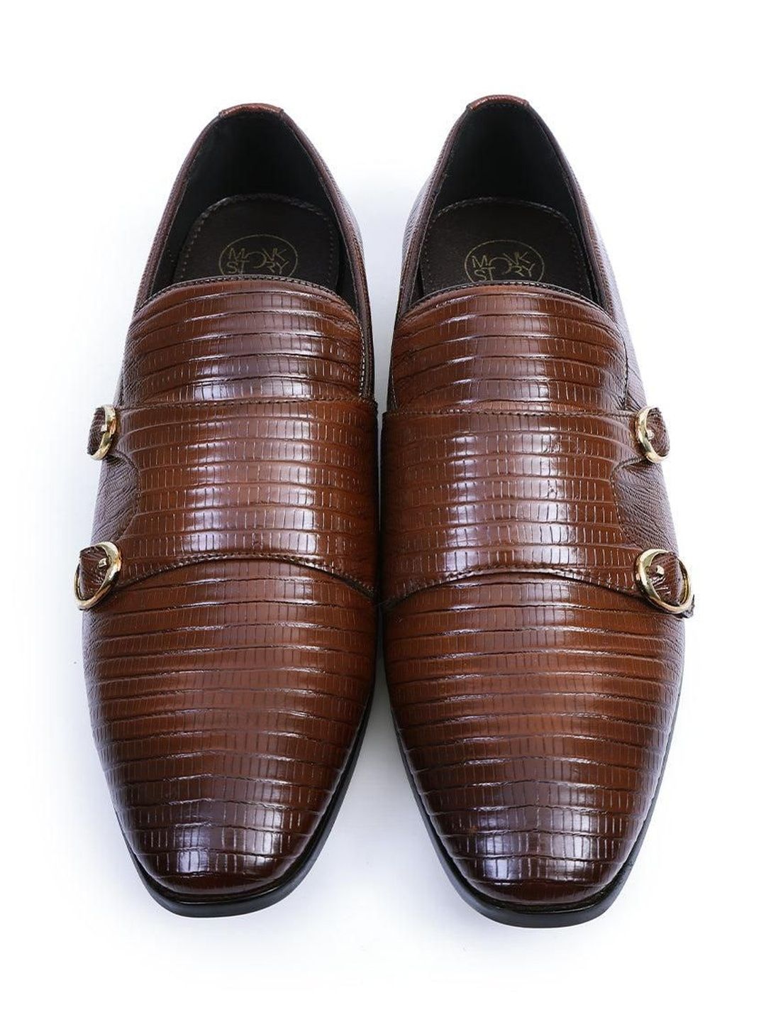 MONKSTORY Men Atelier 1970 Textured Double Formal Monk Shoes