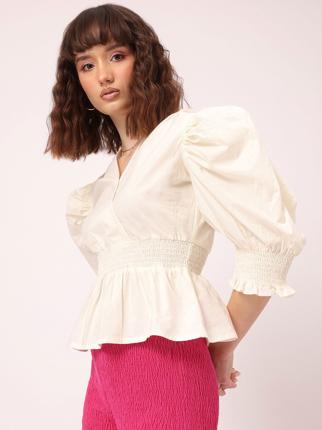 DressBerry Smocked Cinched Waist Top