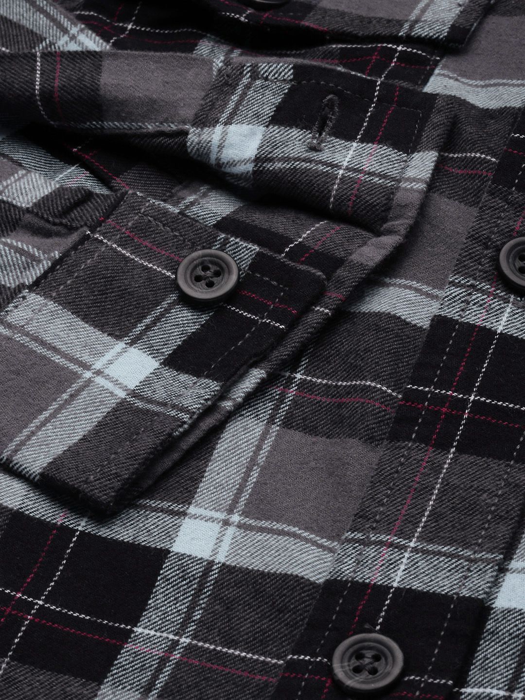 The Indian Garage Co Men Regular Fit Checked Double Flap Pocket Flannel Shirt