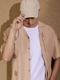 DENNISON Men Paisley Print Embroidery Oversized Shirt