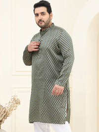 SOJANYA PLUS Size Ethnic Motifs Woven Design Band Collar Straight Kurta