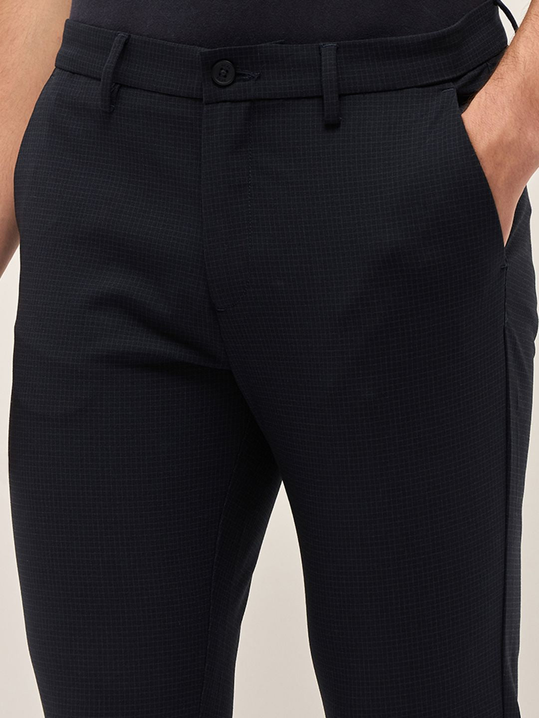 THE BEAR HOUSE Men Checked Slim Fit Trousers