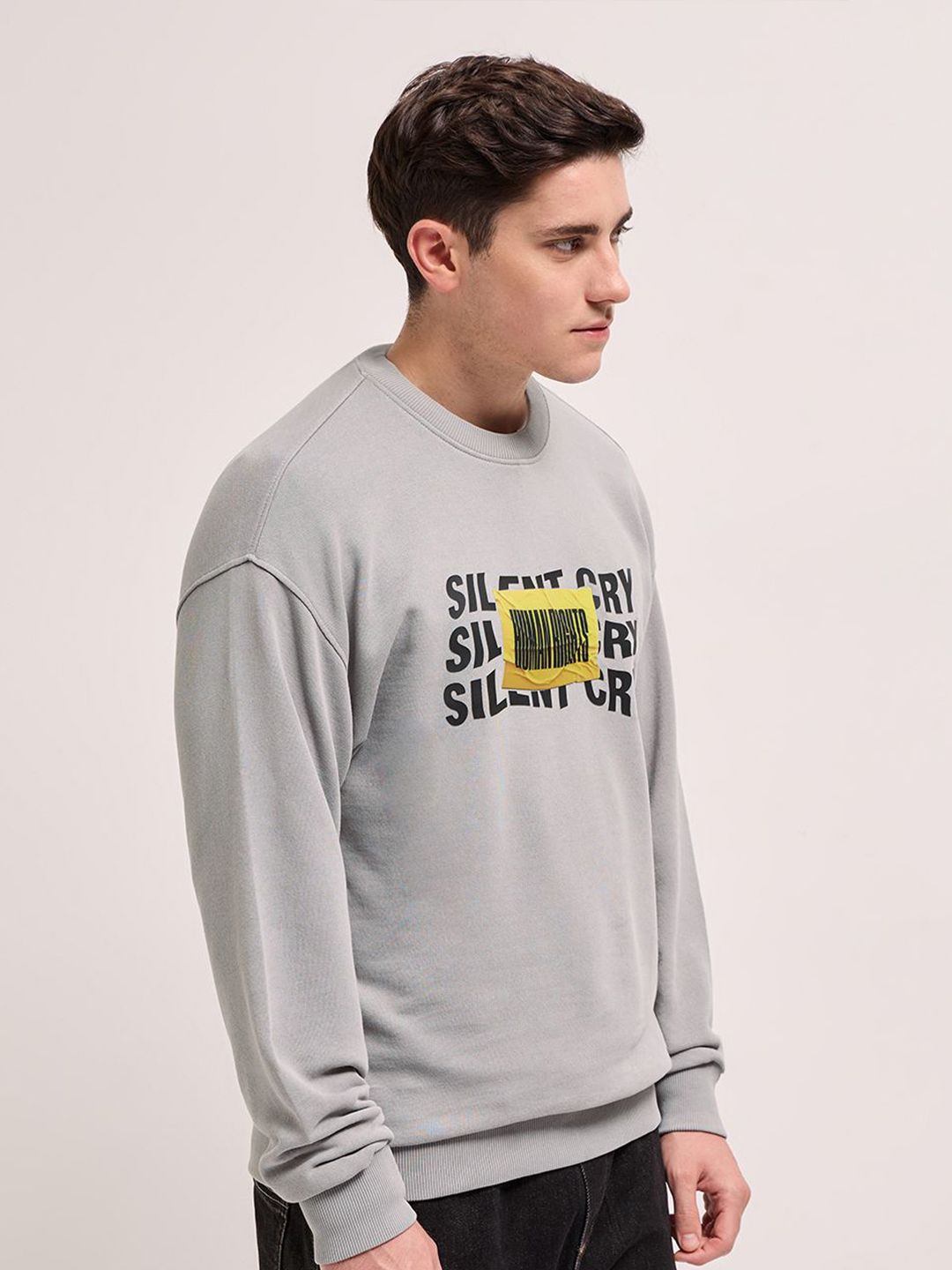 THE BEAR HOUSE Men Typography Printed Round Neck Cotton Pullover Sweatshirt