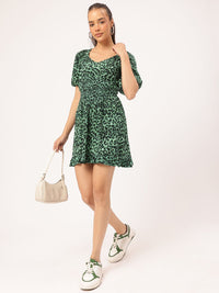 DressBerry Feminine Flair Printed Smocked  Fit & Flare Dress