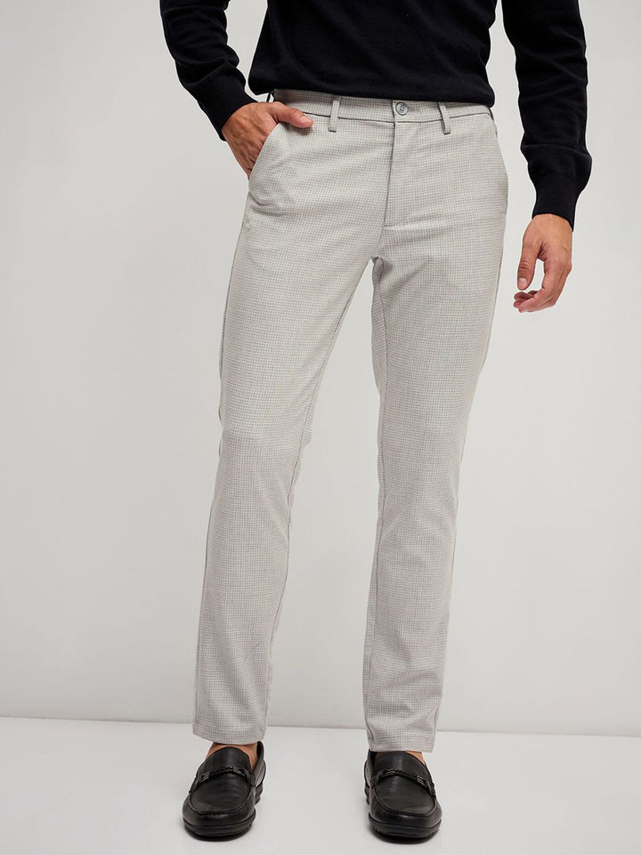 THE BEAR HOUSE Men Solid 4 Way Stretch Slim Fit Formal Trouser