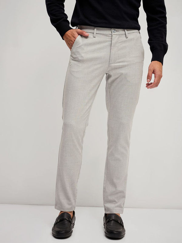 THE BEAR HOUSE Men Solid 4 Way Stretch Slim Fit Formal Trouser
