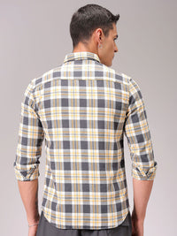 The Indian Garage Co Men Cutaway Collar Checked Cotton Slim Fit Casual Shirt