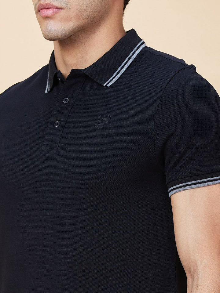 Being Human Men Solid Polo Collar Cotton T-shirt