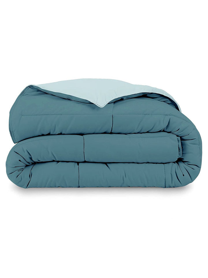 Story@home Turquoise Blue Solid Reversible 240 GSM Heavy Winter Double Bed Comforter