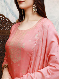 Vishudh Floral Printed Round Neck Straight Kurta with Trousers & Dupatta