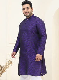 SOJANYA Plus Geometric Woven Design Mandarin Collar Long Sleeves Straight Kurta