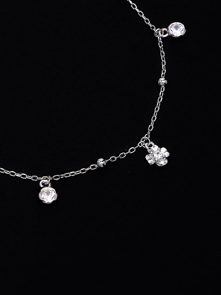 PANASH 925 Sterling Silver Bersalut Rhodium Zirkonia Kubik Gelang Pesona