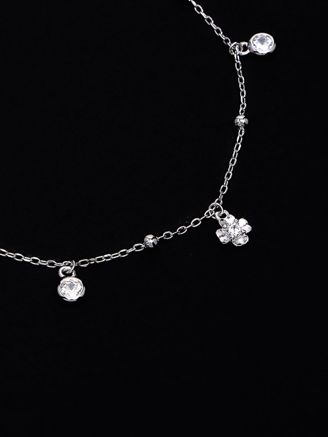 PANASH 925 Sterling Silver Bersalut Rhodium Zirkonia Kubik Gelang Pesona